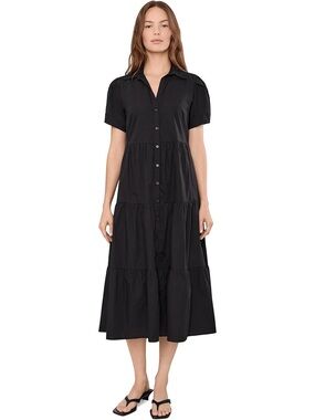 Calvin Klein Black Button-Down Tiered Maxi Dress
